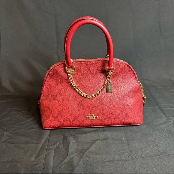 Coach Red Katy Satchel with Gold Accents - Picture 1 of 6